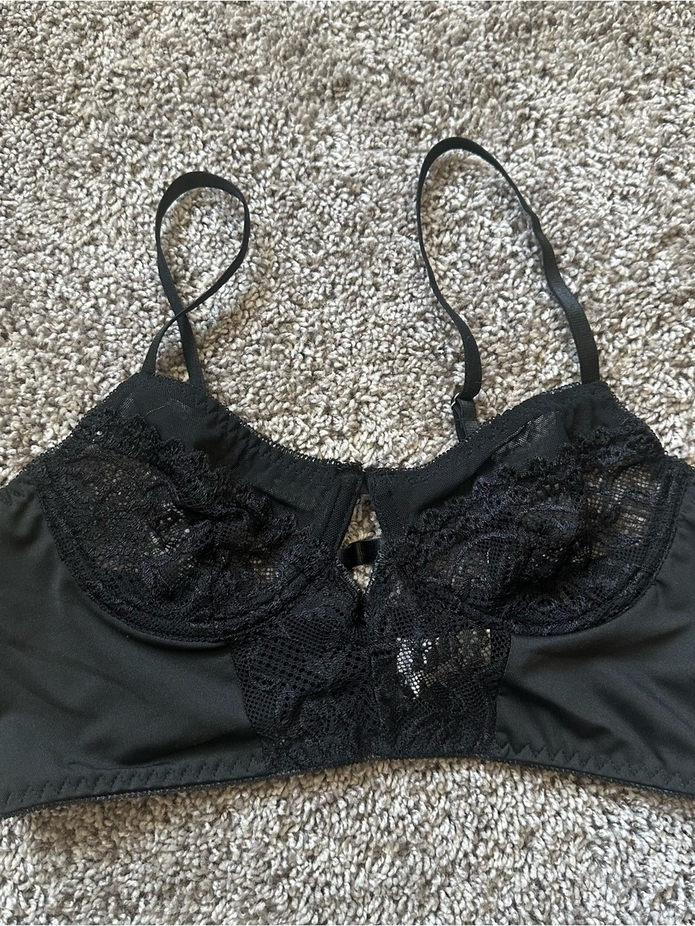 Black Lace Underwire Bralette - Women Intimates